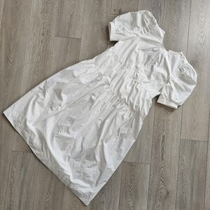 En Saison White Poplin Puff Sleeve Tiered Peasant Dress, Medium *Stains - Read